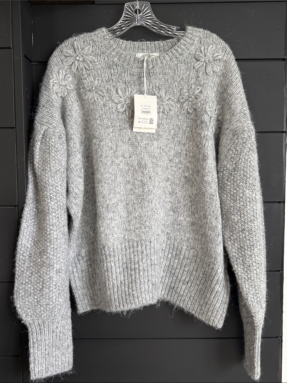 Free Assembly Floral-Appliqué Women’s Sweater XL